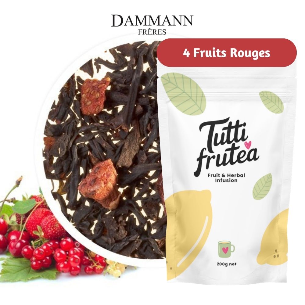4 FRUITS ROUGES | 200g | Thé noir Cerise, Fraise, Framboise et Groseil ...