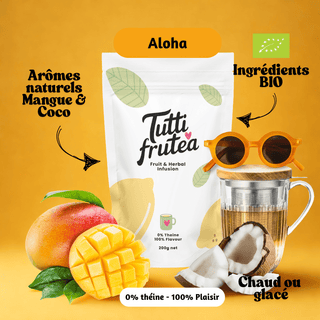 ALOHA | 200g | Infusion BIO Mangue & Coco | Sans théine - Infusion - TUTTI FRUTEA - Tuttifrutea.com