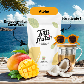 ALOHA | 200g | Infusion BIO Mangue & Coco | Sans théine - Infusion - TUTTI FRUTEA - Tuttifrutea.com