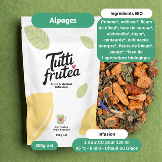 ALPAGES | 200g | Infusion BIO Nature | Sans théine - Infusion - TUTTI FRUTEA - Tuttifrutea.com