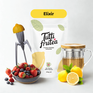 Sachet vrac 200g de l'infusion bio Elixir, mélange de zestes de citron et de baies sauvages sans théine.