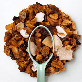 Sachet vrac 200g infusion gourmande Flocon d'Amandes, mélange d'amandes grillées, morceaux de pomme et pop-corn.