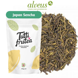 Thé vert vrac 200g Japan Sencha Alveus, feuilles de thé en forme d'aiguilles fines d'un vert profond et brillant.