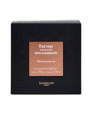 Boîte de 25 sachets Cristal Miss Dammann de Dammann Frères, thé vert aromatisé au gingembre et au citron vert.