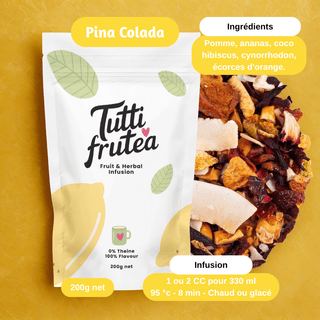 PINA COLADA | 200g | Infusion Ananas & Coco | Sans théine - Infusion - TUTTI FRUTEA - Tuttifrutea.com