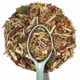 Sachet vrac 200g Rooibos Minceur Alveus, mélange de rooibos rouge et plantes drainantes aux éclats de pêche et citron.