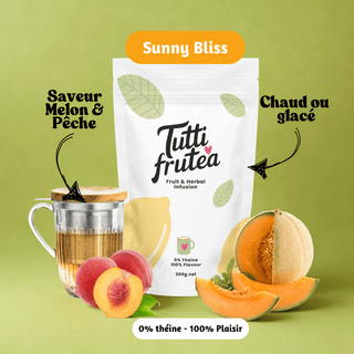 SUNNY BLISS | 200g | Infusion Melon & Pêche | Sans théine - Infusion - TUTTI FRUTEA - Tuttifrutea.com