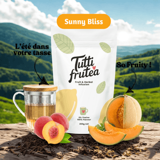 SUNNY BLISS | 200g | Infusion Melon & Pêche | Sans théine - Infusion - TUTTI FRUTEA - Tuttifrutea.com