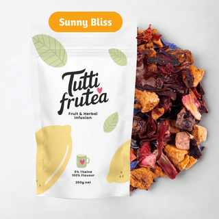 SUNNY BLISS | 200g | Infusion Melon & Pêche | Sans théine - Infusion - TUTTI FRUTEA - Tuttifrutea.com