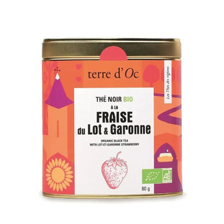 THÉ NOIR BIO FRAISE DU LOT - ET - GARONNE - TERRE D’OC - Boîte Métal 80g - Thé Noir - TERRE D'OC - Tuttifrutea.com