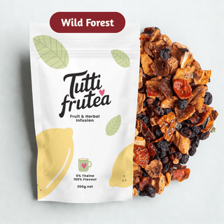 Sachet vrac 200g infusion bio Wild Forest, mélange riche en baies de sureau, myrtilles, mûres et fruits rouges.
